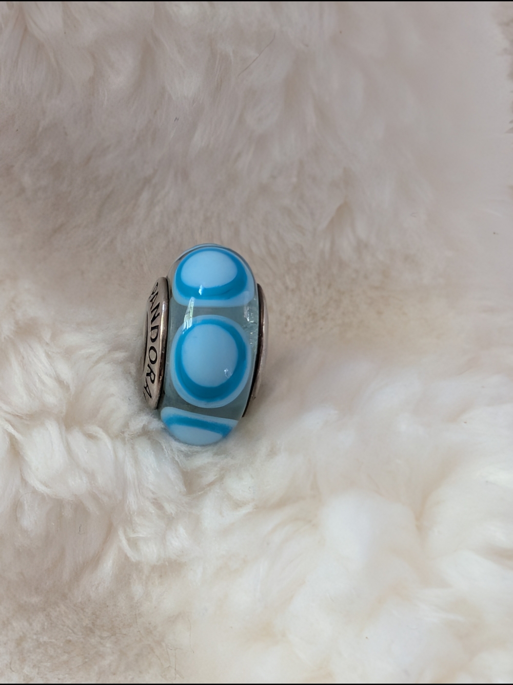 Genuine Pandora "Blue Stepping Stones" Murano Glass Bead - 790914 - retired